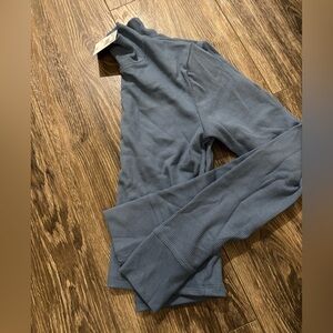 AE Blue Ribbed Waffle Long Sleeve Turtle neck